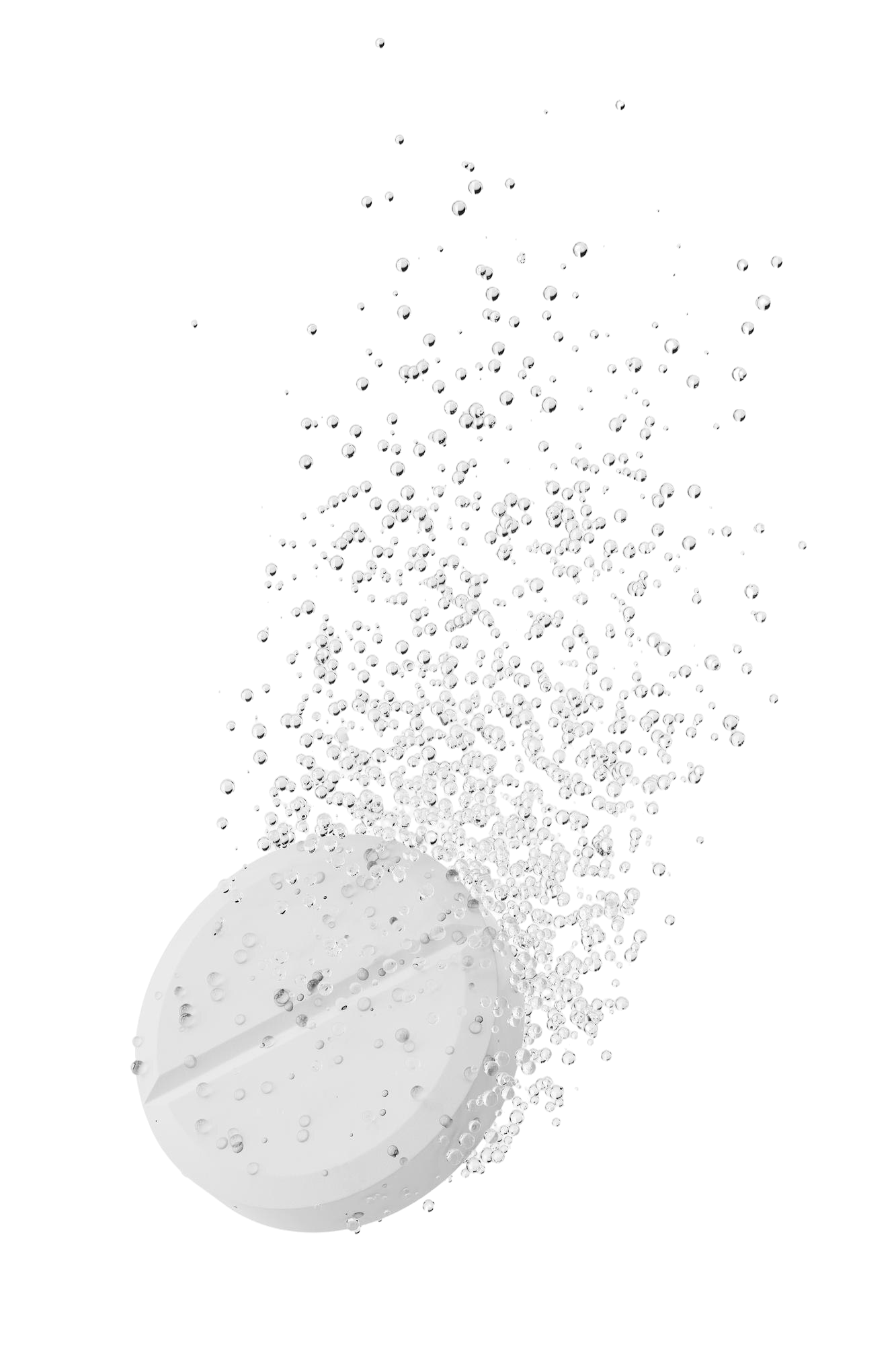 Effervescent tablet in air