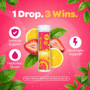 Effer-C | Strawberry Sunrise Flavor | 1000mg of Vitamin C | 15 Effervescent Tablets