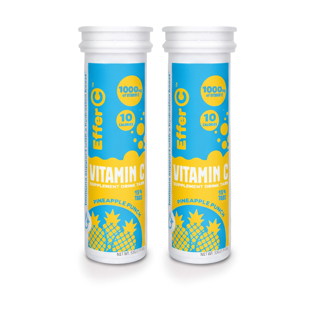 Effer-C | Pineapple Punch Flavor | 1000mg of Vitamin C | 2-Pack 30 Effervescent Tablets