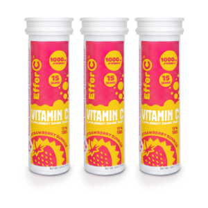 Effer-C | Strawberry Sunrise Flavor | 1000mg of Vitamin C | 3-Pack 45 Effervescent Tablets